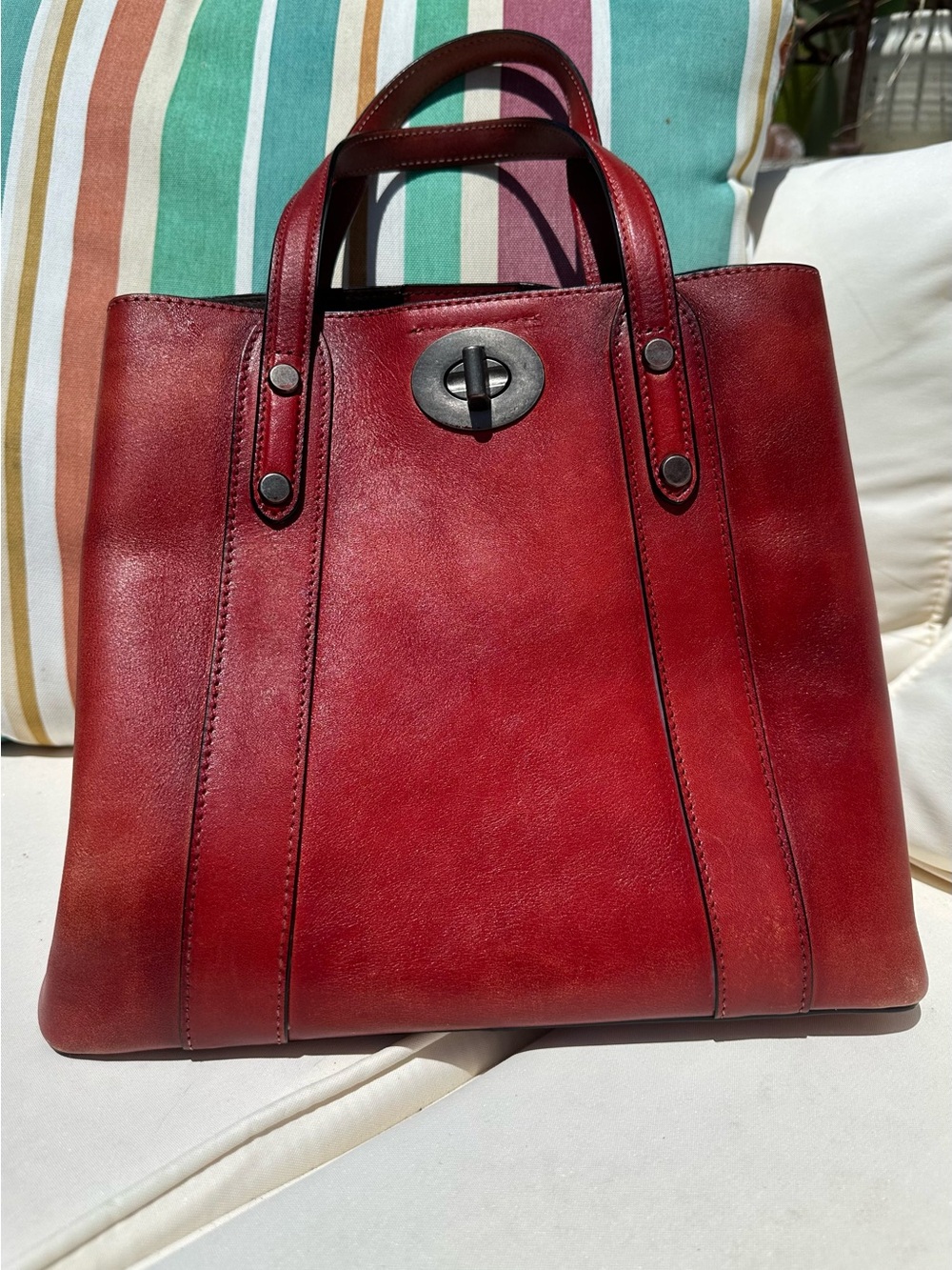 Classic LRTO Red Leather Tote Bag